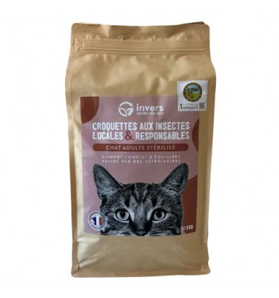 Croquettes aux insectes pour chat adulte stérilisé ou non - sac 3Kg